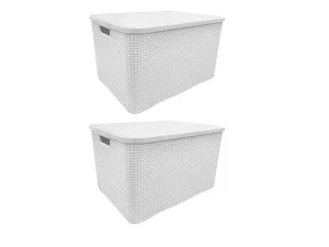 Caja Organizadora Plastica Simil Ratan Mediana