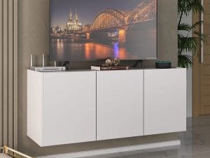 Rack Flotante Aéreo Mdp 3 Puertas Para Tv Y Almacenamiento