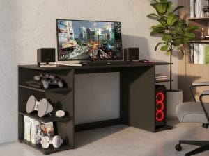 Escritorio Gamer Moderno Para Pc Con Estantes Resistente