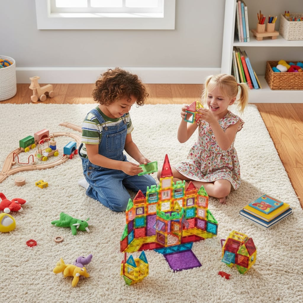 Juego Bloques Construcción Magnéticos 45 Piezas