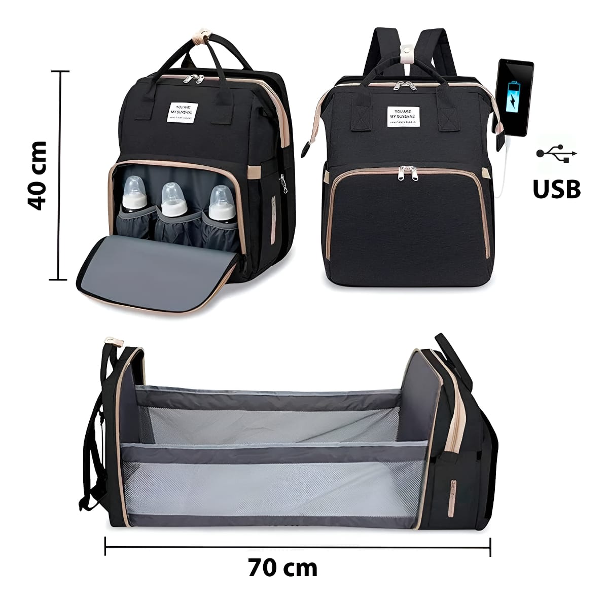 Mochila Cuna Bolso Maternal Bebé Cuna Impermeable - Imagen 6